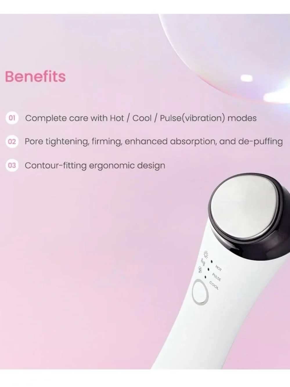 NWT Depuffing Wand, Hot & Cool Face Massager with Thermal Cryo Vibration